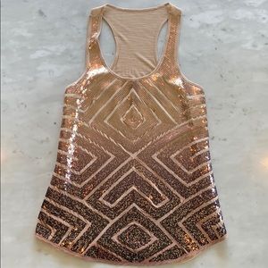 BCBGMAXAZRIA Ombre Sequin Geometrical Tank Small